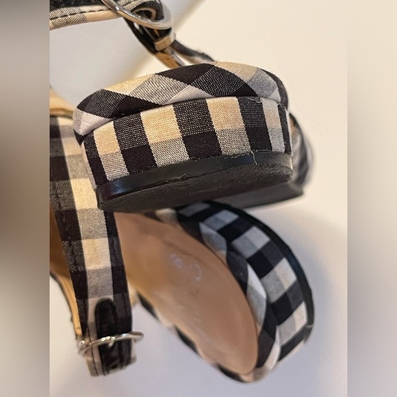 Crown and Ivy Size 7 Slingback Sandals Black and White Check - Picture 6 of 11